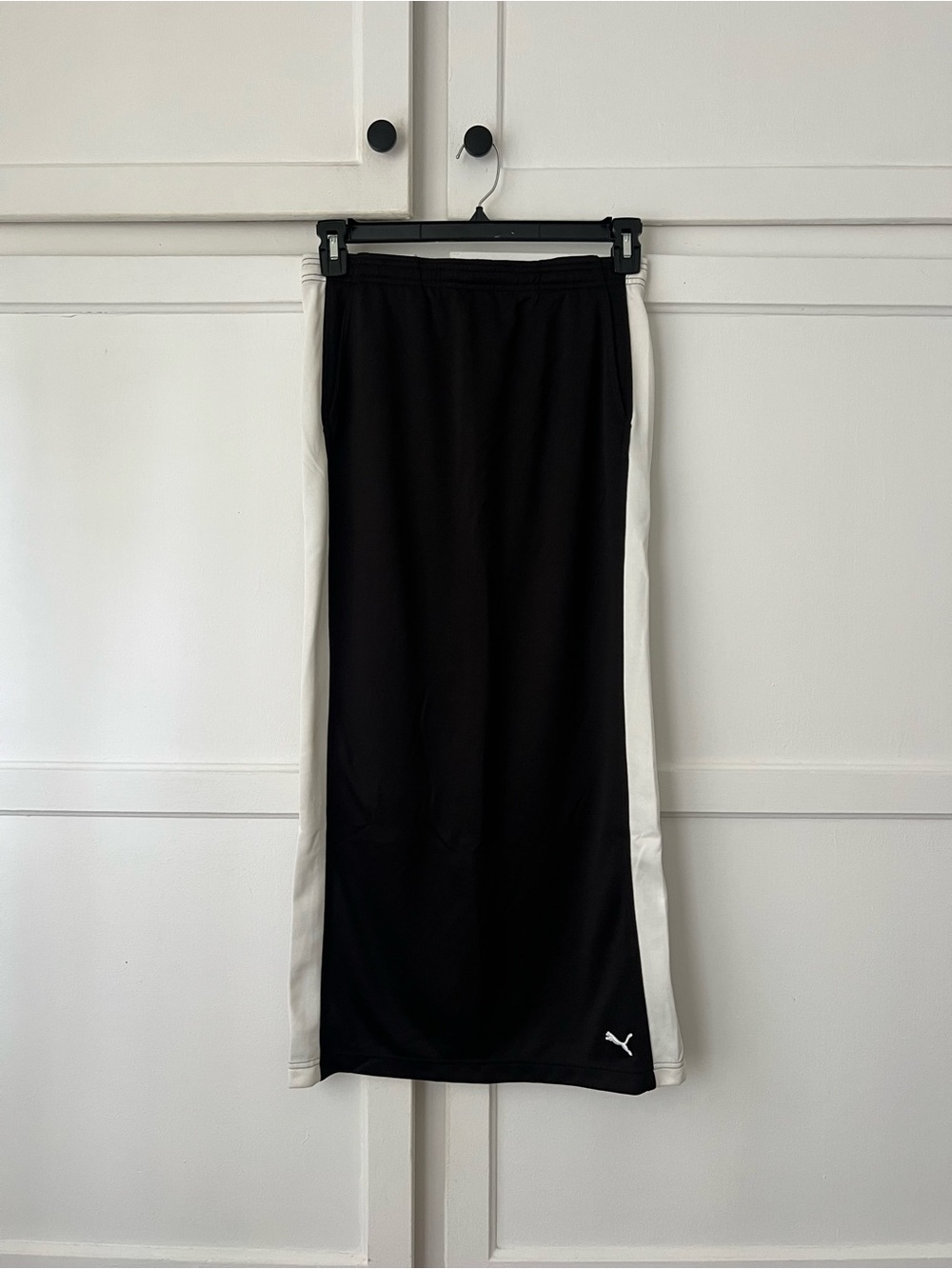 NWT Puma Athletic Black Maxi Skirt with White Side Stripes